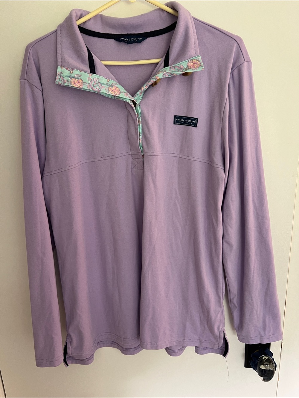 Simply Southern Lavender Long-Sleeve Pullover with Floral Trim